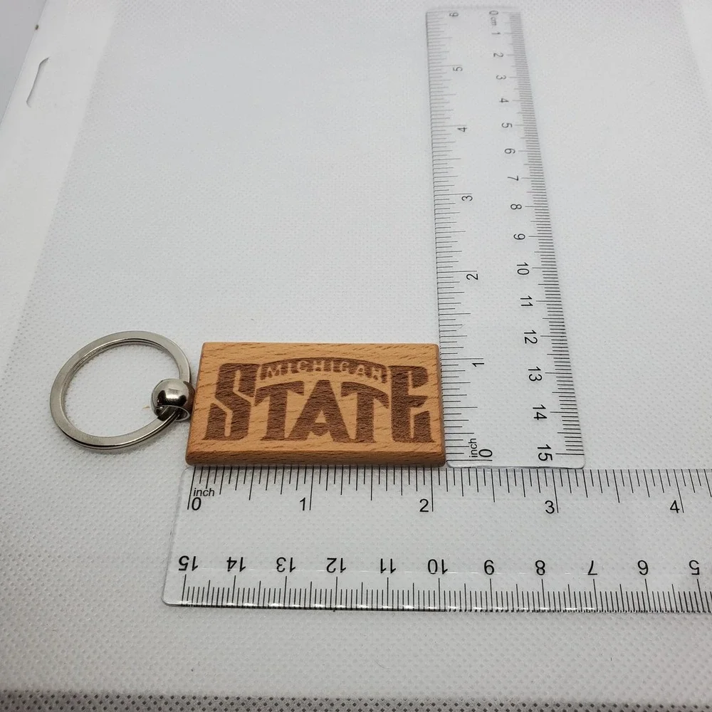 STATE FOOTBALL MICHIGAN‎ one custom wood keychain laser burned
